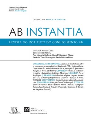 cover image of Revista do Instituto do Conhecimento AB Instantia--Outubro 2014, Ano II, n.º 4, Semestral
